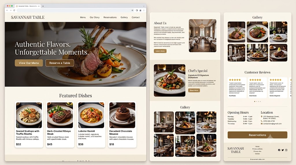Restaurant Website example built with AI prompts