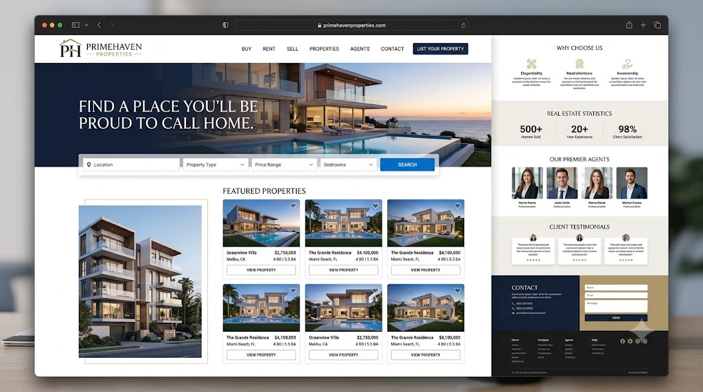 Real Estate Website example built with AI prompts