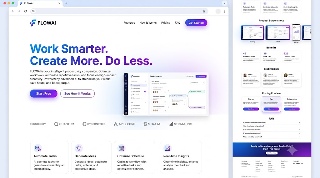 Landing Page example built with AI prompts